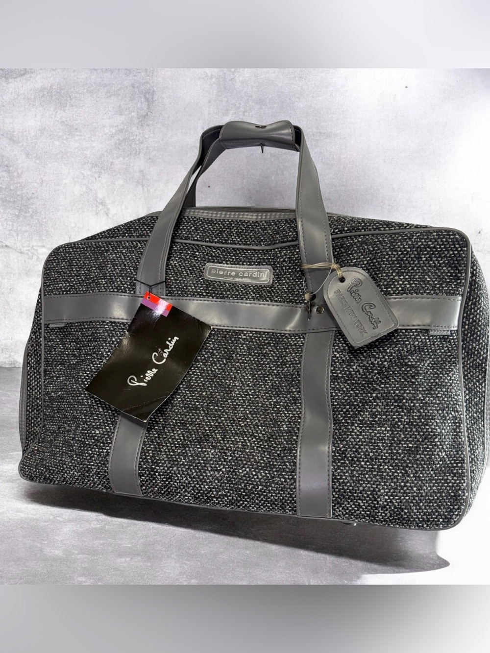 Pierre Cardin 1980’s Gray Tweed Carry-On / Travel Weekender Original NWT